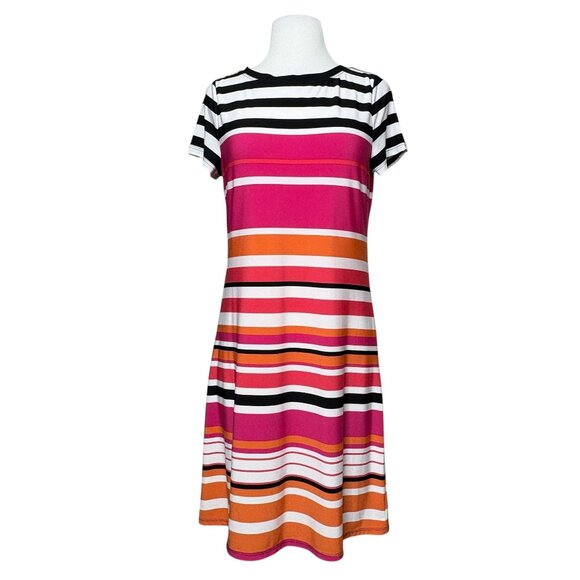 Calvin Klein Short Sleeve Striped Dress Size Medium - Picture 1 of 7